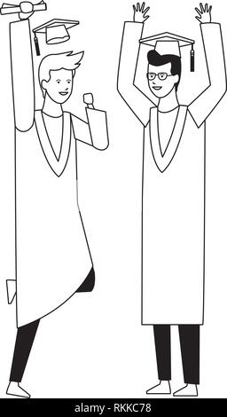 graduation ceremony friends black and white Stock Vector Image & Art ...