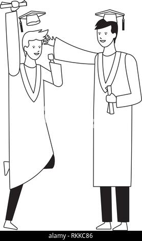 graduation ceremony friends black and white Stock Vector Image & Art ...