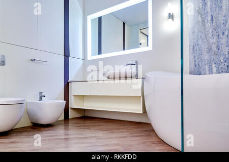 Beautiful Interior of a Modern Bathroom. Interior Architecture Stock Photo