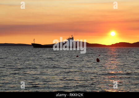 Beautiful sunset on the Adriatic Sea in Croatia Stock Photo
