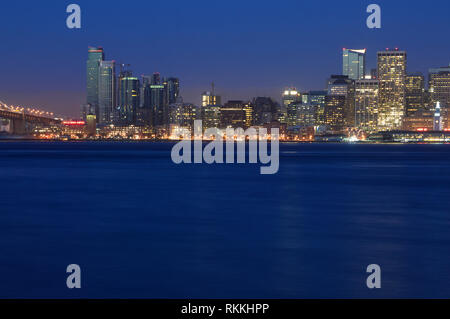 San Francisco, California, USA - August 31, 2015: View of San Francisco Skyline and Oakland Bay Bridge from Treasure Island at Night Stock Photo