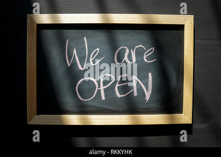 Welcome Words Hand Written With Chalk On Blackboard Stock Photo Alamy