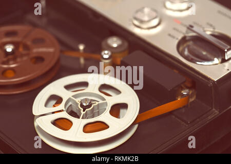 Old tape recorder close up Stock Photo