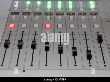 Remote control console for vision mixer video processor Stock Photo