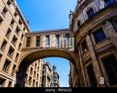 BARCELONA, SPAIN - CIRCA MAY 2018: Bridge between two buildings in Barcelona Stock Photo