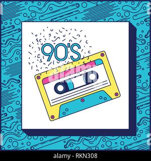 90s label with retro cassette Stock Vector