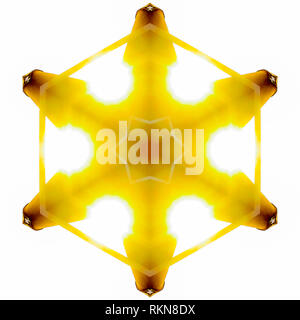 Silhouetted star shape with golden light leaks Stock Photo