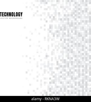 Abstract geometric white and gray squares pattern background and texture with copy space. Technology style. Mosaic grid. Vector illustration Stock Vector