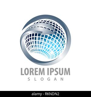 Abstract technology world blue sphere logo concept design. Symbol ...