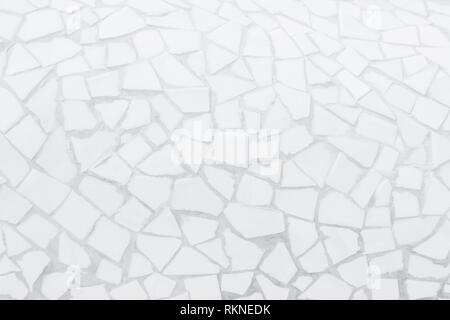 Broken tiles mosaic seamless pattern. White and Grey the tile wall high resolution real photo or brick seamless and texture interior background. Stock Photo