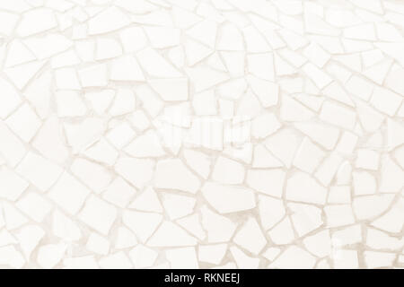 Broken tiles mosaic seamless pattern. Cream tile wall high resolution real photo or brick seamless and texture interior background. Stock Photo