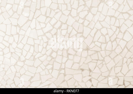 Broken tiles mosaic seamless pattern. Cream tile wall high resolution real photo or brick seamless and texture interior background. Stock Photo