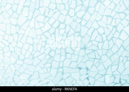 Broken tiles mosaic seamless pattern. Pastel Blue tile wall high resolution real photo or brick seamless and texture interior background. Stock Photo