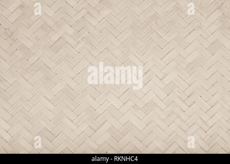 Brown Mat Traditional handicraft bamboo weave texture background. Wicker surface pattern material for wall with antique cracking furniture painted wea Stock Photo