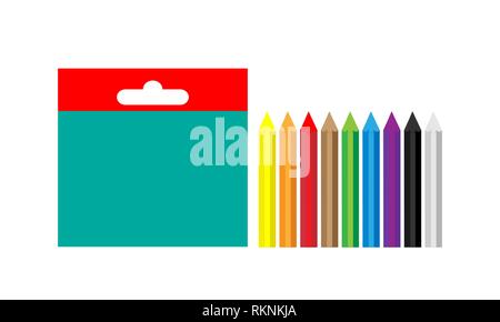 A set of multi-colored wax crayons for creativity. Vector. Stock Vector