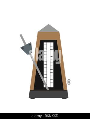 Classic Metronome with pendulum in motion. Equipment of music and beat mechanism. Vector Illustration Stock Vector