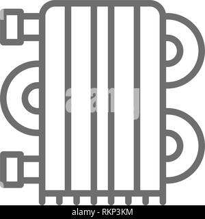 Heating radiator, heater line icon. Isolated on white background Stock Vector