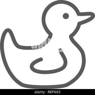 Rubber duck line icon. Isolated on white background Stock Vector