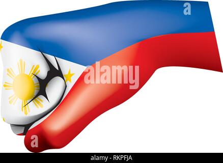 Philippines flag and hand on white background. Vector illustration Stock Vector