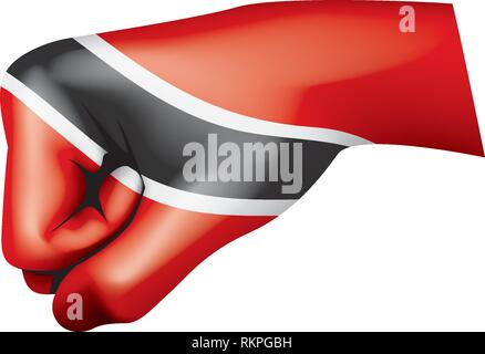 trinidad and tobago flag and hand on white background. Vector illustration Stock Vector