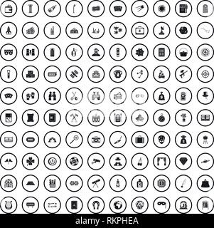 100 adult games icons set, simple style  Stock Vector