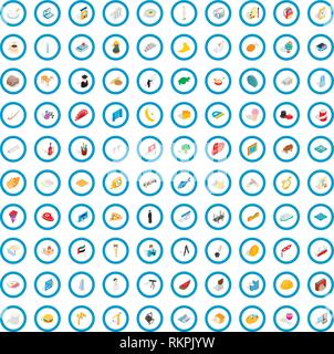 100 activity icons set, isometric 3d style Stock Vector