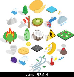 Nature activity icons set, isometric style Stock Vector