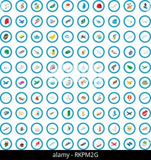 100 adventure icons set, isometric 3d style Stock Vector