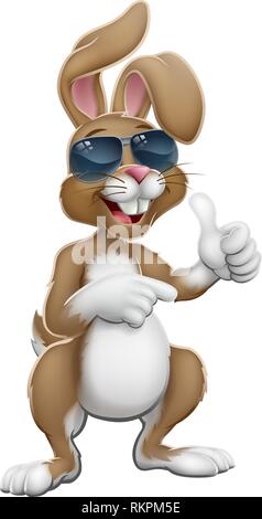Easter Bunny Cool Rabbit Thumbs Up and Pointing Stock Vector
