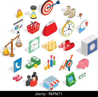 Assistance to business icons set, isometric style Stock Vector