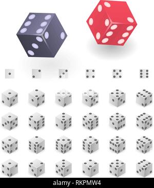 Dice icons set, isometric style Stock Vector