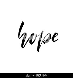 Hope. Modern brush lettering isolated on white background. Vector illustration. Stock Vector