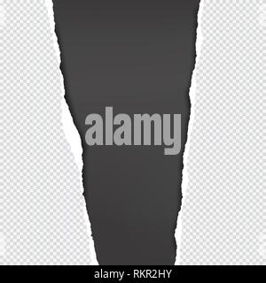 Vertical torn white squared paper strips for text or message are on black background. Vector illustration Stock Vector