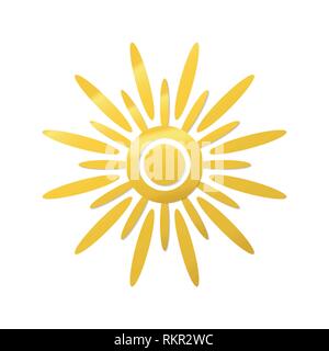 paper cut style sun symbol. Golden gradient vector icon Stock Vector