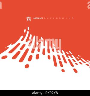 Abstract red or orange rounded lines halftone distort transition. Vector Background Illustration Stock Vector