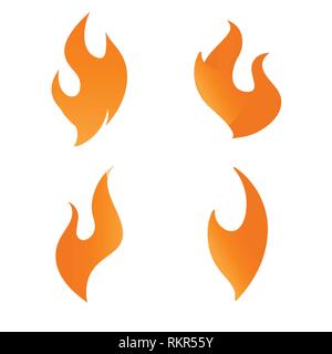 Fire flame logo icon gradient vector set Stock Vector