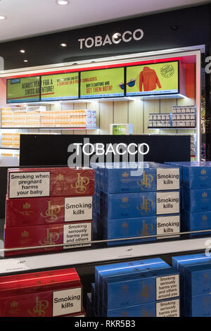 gold leaf cigarette duty free Duty free cigarettes on display at EuropAirport Basel Mulhouse Freiburg,  Basel Stock Photo
