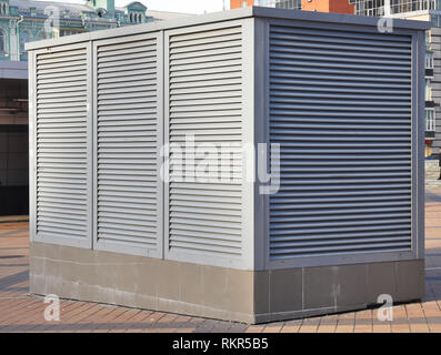 Industrial air conditioning and ventilation systems. Ventilation system of factory.  Close up on HVAC as Heating Ventilating Air Conditioning. AC-heat Stock Photo