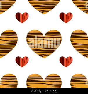 Yellow and orange hearts. Seamless pattern background. Vector illustration. Wallpaper for Valentines Day Stock Vector