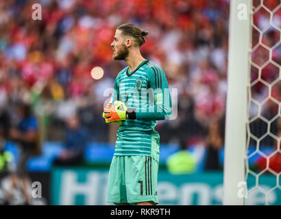 Moscow, Russia - July 1, 2018. Spain national football team goalkeeper David De Gea during FIFA World Cup 2018 Round of 16 match Spain vs Russia. Stock Photo