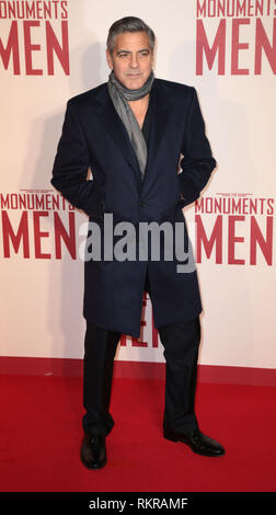 George Clooney arrives at the UK Premiere of 'The Monuments Men'' at the Odeon Leicester Square Stock Photo