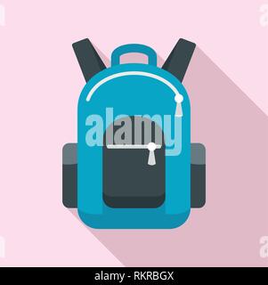 Bike backpack icon. Flat illustration of bike backpack vector icon for web design Stock Vector