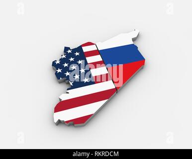 The United States and Russia compete for Syria Stock Photo
