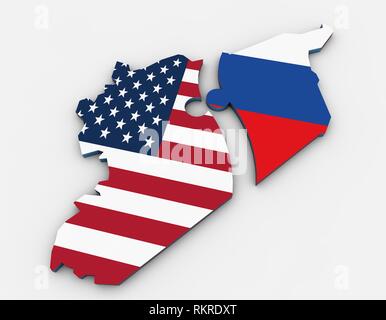 The United States and Russia compete for Syria Stock Photo