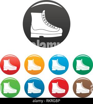 Boots icons set 9 color vector isolated on white for any design Stock Vector