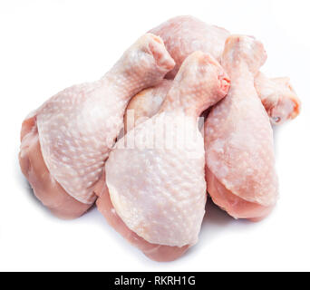 Raw chicken legs isolated on white background. Stock Photo