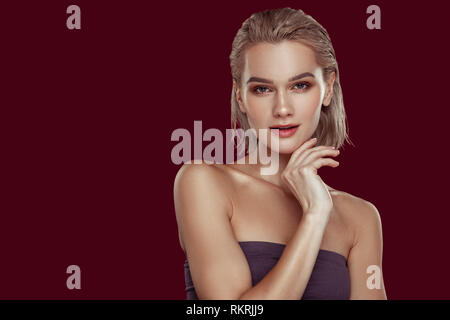 Slim model feeling busy while working hard all day Stock Photo