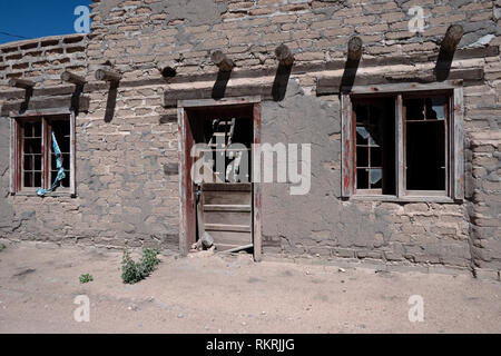 Tesuque Pueblo in Santa Fe County, New Mexico, United States of America with house, home, old building. View of a small Native American village in the Stock Photo