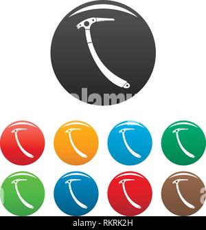 Hiking axe icons set 9 color vector isolated on white for any design Stock Vector