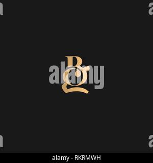 BG, GB, logo Vector Golden yellow on black background Stock Vector